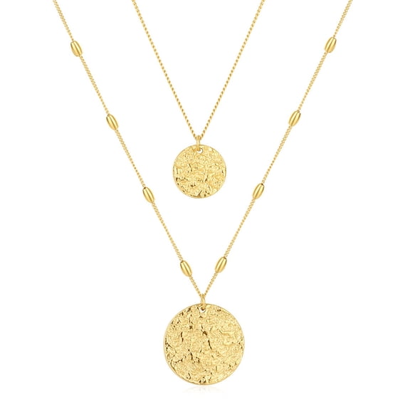 OIDEA Stainless Steel Gold Layered Moon Coin Pendant Necklaces Dainty Chain for Women