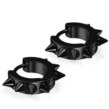 OIDEA Stainless Steel Men's Awl Taper Rivets Spike Huggie Hoop Earrings