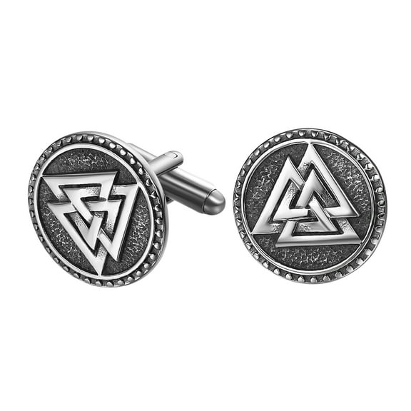 OIDEA Viking Valknut Cuff Links Silver Stainless Steel Tuxedo Shirt CuffLink Jewelry Gift for Men Father Husband or Son