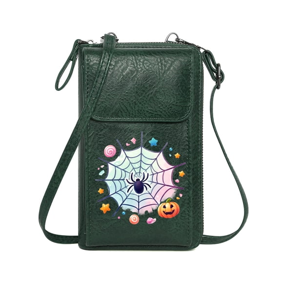 OIDERY Bags with Card Slots Customized Small Bags Cemetery Witch  Skeleton Bat Haunted Halloween Pumpkin Ghost Ideal Holiday Gift Perfect for Teacher's Day