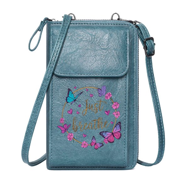 OIDERY Personalized Small Bags with Pocket Small Crossbody Bags Just breathe Calming Butterflies Suitable for Everyday Use Romantic Gifts for Wife Girlfriend