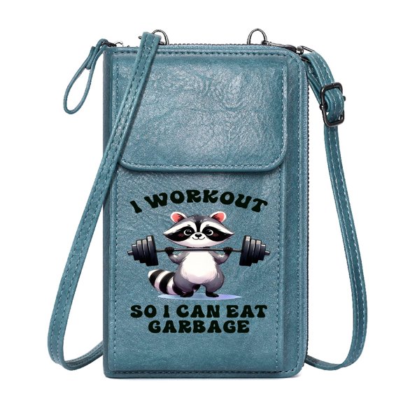 OIDERY Crossbody Bags for Women Phone Bags for Women Workout Motivation Cartoon Raccoon Fitness Humor for Everyday Use or Gift Idea Suitable for Daily Gifting