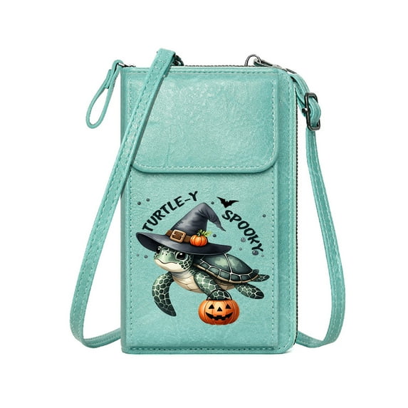 OIDERY Cell Phone Wallet Purses Lightweight Women's Shoulder Bag Bat Haunted Halloween Pumpkin Ghost Cemetery Witch Skeleton Adjustable Strap for Everyday Use or Gift Idea
