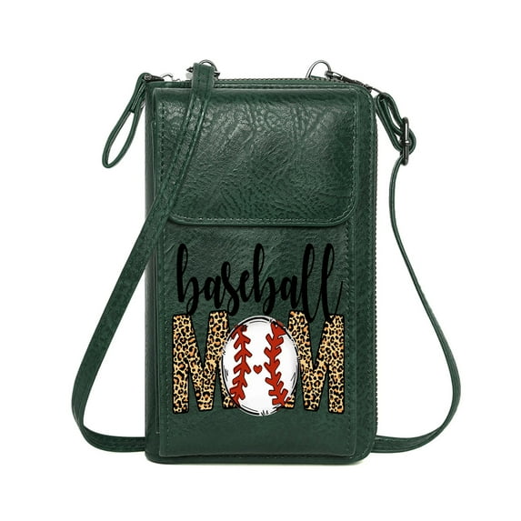 OIDERY Personalized Small Bags with Pocket Cell Phone Purse with Zipper Baseball Leopard Print MOM Ideal Holiday Gift Perfect for Printed Present