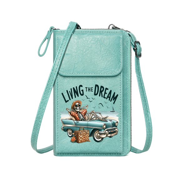 OIDERY Customized Phone Bags Small Crossbody Bags Living the Dream Classic Car Skeleton Adjustable Strap Holiday Customized Gift