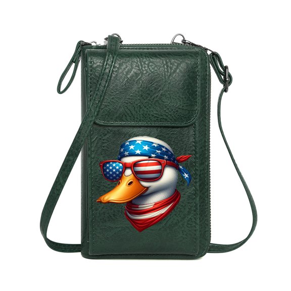 OIDERY Customized Small Bags Women’s RFID Clutch Purse Playful festive design American flag accessories Patriotic-themed duck Personalized Gifts for Girlfriend Friends Travel Rfid Safe
