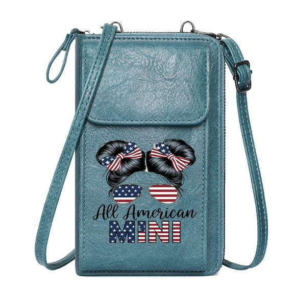 OIDERY PU Leather Phone Purse Women's Clutch Purse American Flag Pattern MINI Branding Stylized Graphic Design Leather Purse for Lover Suitable for Everyday Use