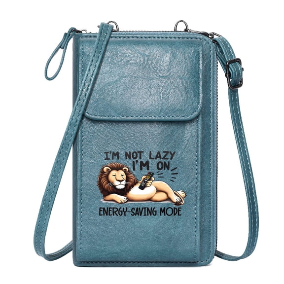 OIDERY Personalized Leather Cell Phone Wallet Crossbody Bags for Women Cartoon Lion Relaxed Posture Energy-saving Mode Suitable for Everyday Use Travel Rfid Safe