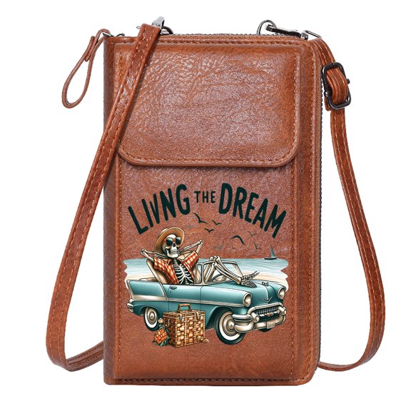 OIDERY Customized Phone Bags Small Crossbody Bags Living the Dream Classic Car Skeleton Adjustable Strap Holiday Customized Gift