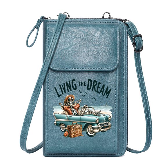 OIDERY Customized Phone Bags Small Crossbody Bags Living the Dream Classic Car Skeleton Adjustable Strap Holiday Customized Gift