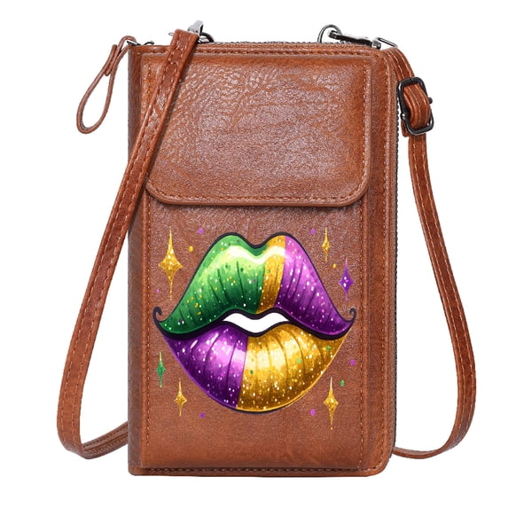 OIDERY Women ID Credit Card Case Women's Clutch Purse Stylized Lips Star Embellishments Multicolor Gradient Romantic Gifts for Wife Girlfriend Elegant Gift for Mother's Day