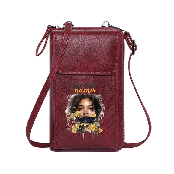 OIDERY Small Shoulder Bag Personalized Crossbody Wallets Floral Obscuration SAY THEIR NAMES Surreal Remembrance Travel Rfid Safe for Everyday Use or Gift Idea