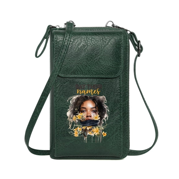 OIDERY Small Shoulder Bag Personalized Crossbody Wallets Floral Obscuration SAY THEIR NAMES Surreal Remembrance Travel Rfid Safe for Everyday Use or Gift Idea