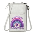 thumbnail image 1 of OIDERY Womens Travel Bags Small Shoulder Bag Alzheimer's Awareness September Campaign Purple Ribbon Symbolism for Valentine's Day Birthday Gifts PU Leather Phone Bags, 1 of 12