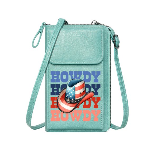 OIDERY Women’s RFID Clutch Purse Credit Card Slots Patriotic Western theme American cowboy hat HOWDY Large Capacity Purse Gift Suitable for Daily Gifting