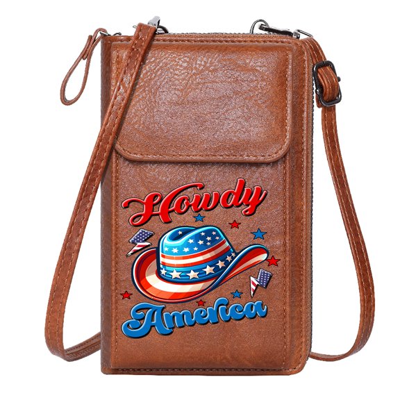 OIDERY Women’s RFID Clutch Purse Ladies Cell Phone Purse American Patriotism Howdy America Cowboy Hat Suitable for Everyday Use for Valentine's Day Birthday Gifts