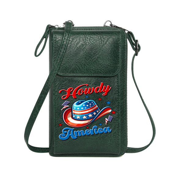OIDERY Women’s RFID Clutch Purse Ladies Cell Phone Purse American Patriotism Howdy America Cowboy Hat Suitable for Everyday Use for Valentine's Day Birthday Gifts