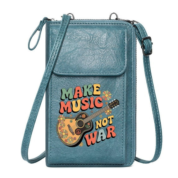 OIDERY Zip Around Credit Card Bags Cell Phone Wallet Purses Peace Vibrant Colors Music Holiday Customized Gift Adjustable Strap
