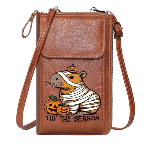OIDERY Bags with Card Slots Cell Phone Purse with Zipper Bat Haunted Cemetery Witch  Skeleton Halloween Pumpkin Ghost Long Purse for Gift Ideal Holiday Gift