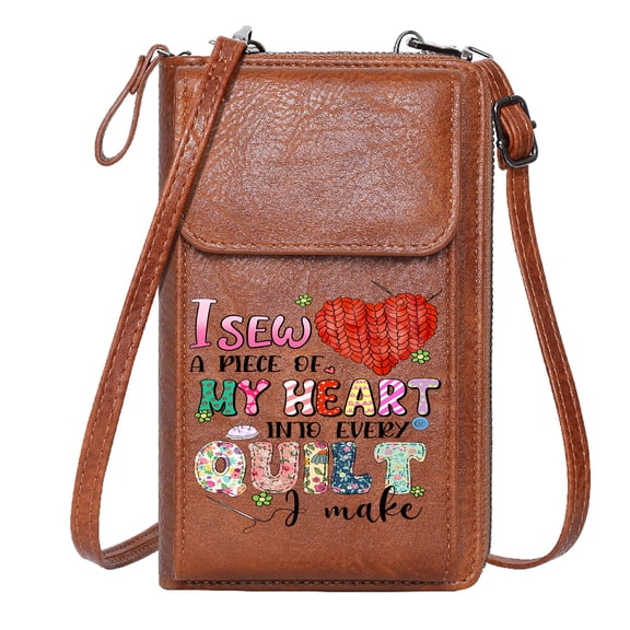 OIDERY Personalized Crossbody Wallets RFID Blocking Zipper Phone Wallet Colorful Patterns Quilting Heart Motif Suitable for Everyday Use Perfect for Teacher's Day