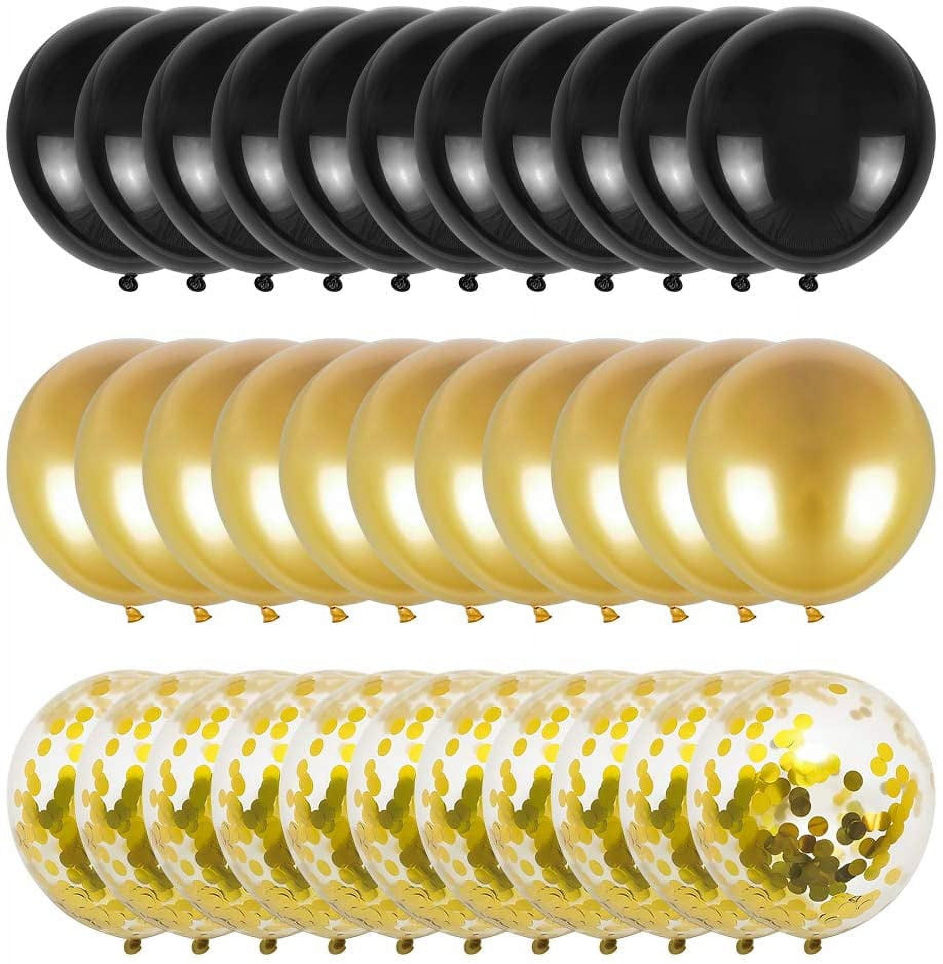 OIENS BESTSKY Balloons 12 Inch 50 Pack Black and Gold Confetti Party Balloons Birthday Balloons Latex Balloons for Party Decoration Baby Shower, Wedding, Engagement, Birthday, Happy New Year