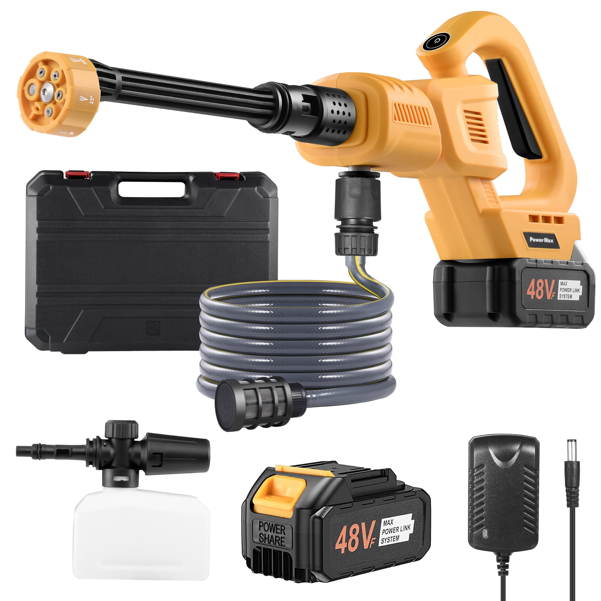 OIEXI Cordless Pressure Washer,652PSI Portable Power Washer with 2 Batteries,3-Speed Touchscreen Adjustable Battery Pressure Washer with 6-in-1 Nozzle,Great for Cleaning Windows,Patio,Cars(Yellow)