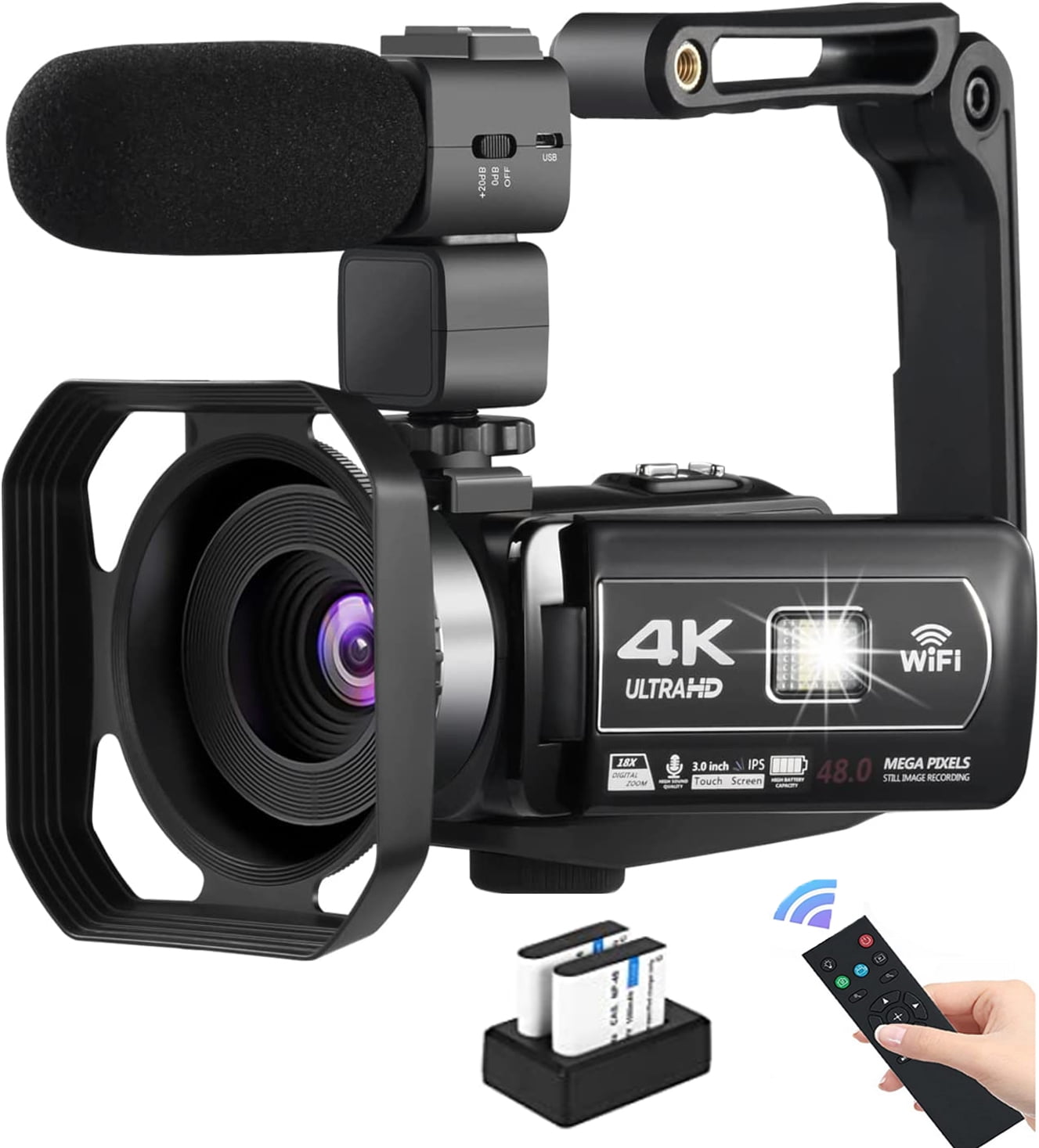 OIEXI Video Camera 4K 18X Powerful Digital Zoom,48MP 3.0 Inch IPS ...