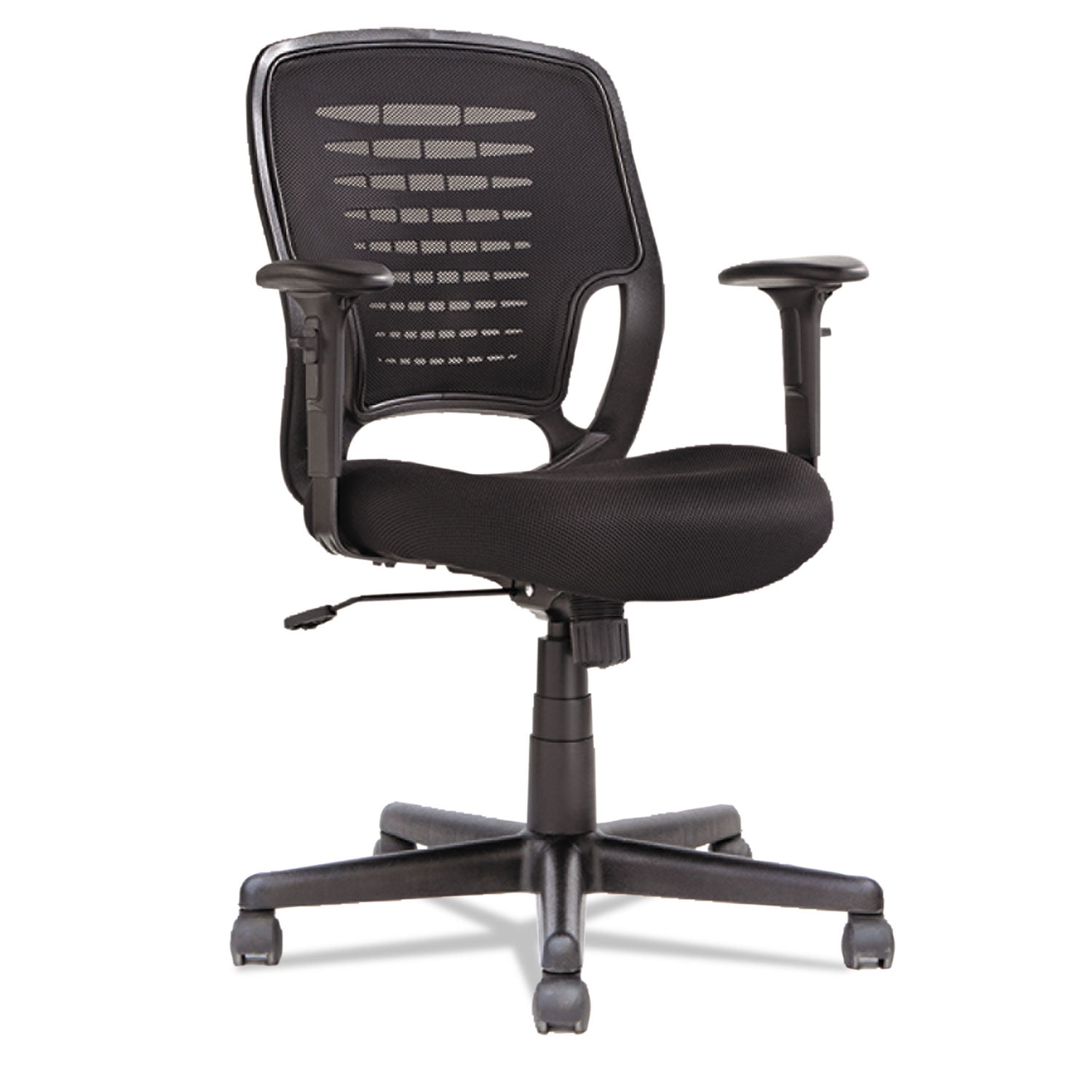 Contemporary Black Mesh Swivel Task Chair with Adjustable T-Bar