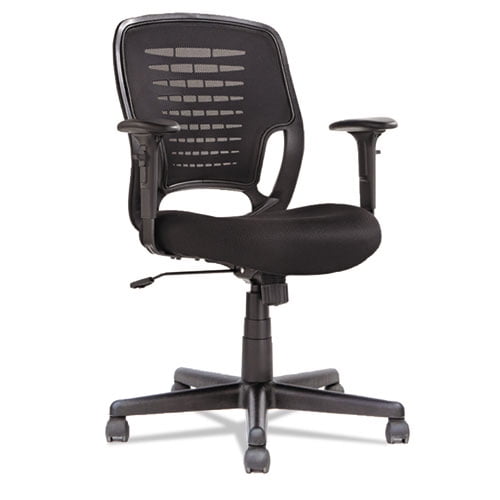 Contemporary Black Mesh Swivel Task Chair with Adjustable T-Bar