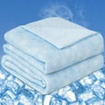 thumbnail image 1 of OIGAE Cooling Comforter for Hot Sleepers and Night Sweats Queen Size Double Sided Cooling Blanket Q-Max 0.45 Breathable Summer Cold Comforter for Bed, 90" x 90", 1 of 8