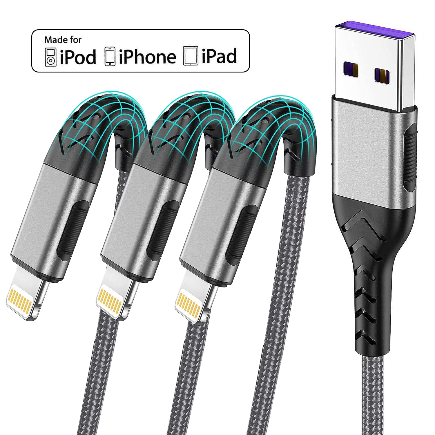 OIITH 3Pack iPhone Charger,MFi Certified Cable,10FT iPhone Charger
