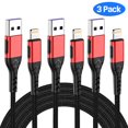 thumbnail image 1 of OIITH 10ft Lightning Cable , Fast Charging Cord for iPhone iPad, 3-Pack (Red),iPhone Charging cable, 1 of 7