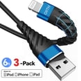 thumbnail image 1 of OIITH iPhone Charger Cable 3 Pack*6Ft,Apple MFi Certified Long Lightning Charging Cord, Fast 2.4A iPhone USB Cord Compatible with iPhone13/12/11/XS/Max/XR/X/8/8P/7P/6/iPad-Blue, 1 of 7