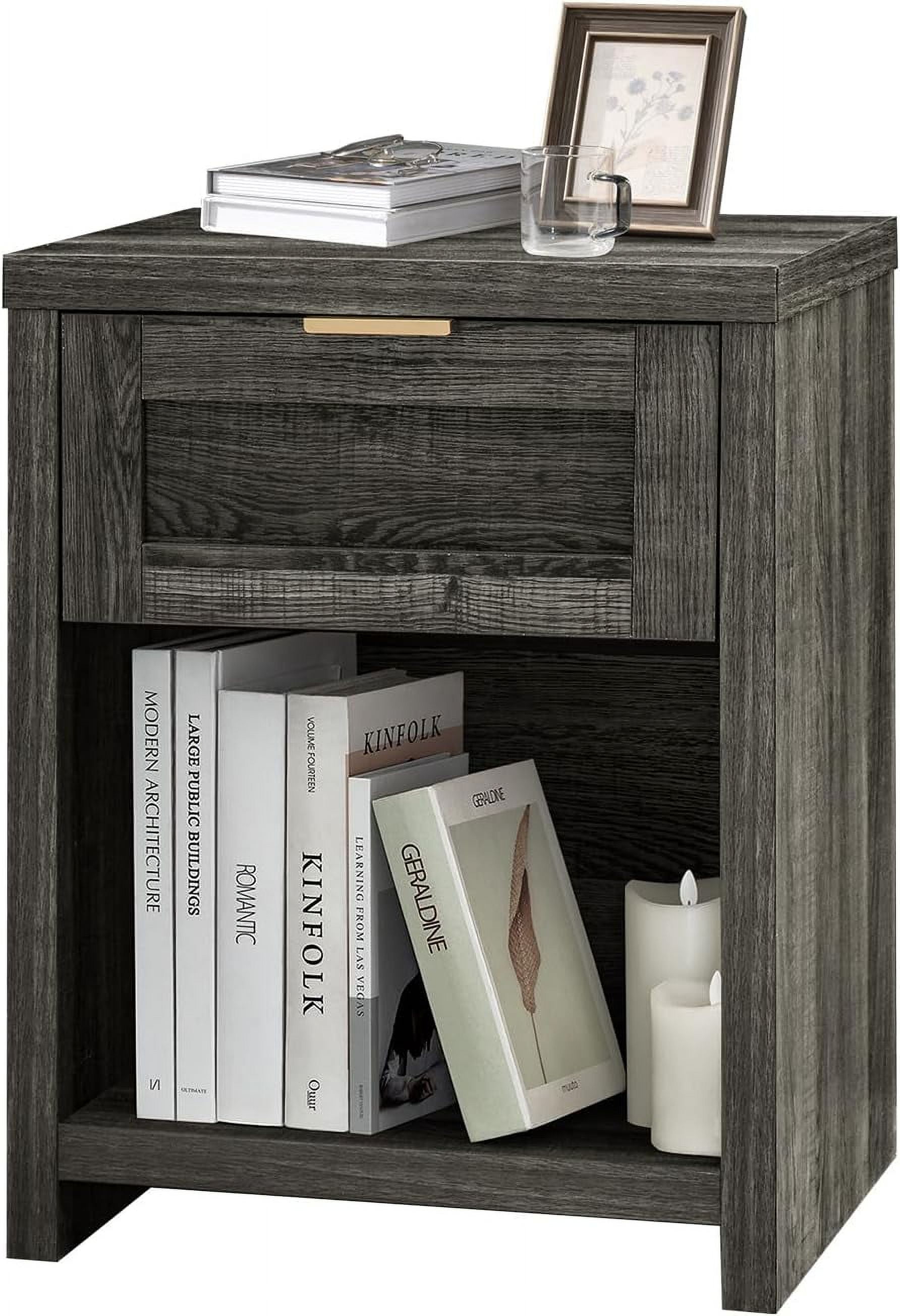 OIKMOINB Night Stand Set 2 Boho End Table with Drawer and Storage Shelf ...