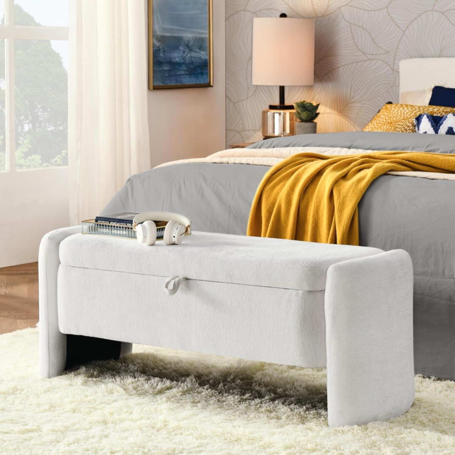 Storage Bench Storage Ottoman Bedroom Bench Upholstered Ottoman Bench with Storage Indoor Bench ...