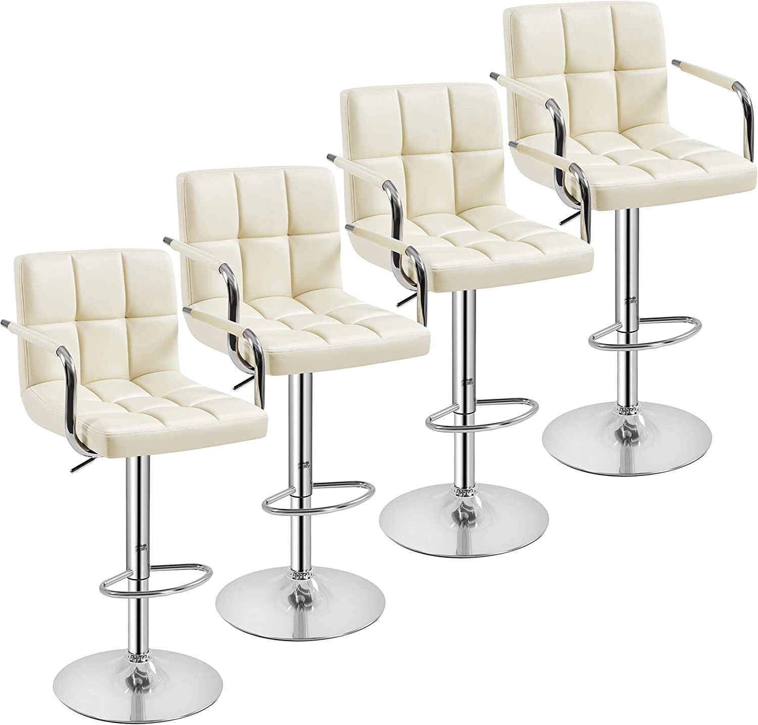 OIKMOINB Tall Bar Stools Modern Square PU Leather Adjustable BarStools Counter Height Stools ...