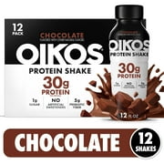 Oikos Protein Shake, Shelf Stable, Chocolate, 30g Protein, 12 fl oz, 12 Count  Bottles