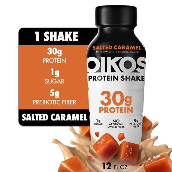 Oikos Protein Shake, Shelf Stable, Salted Caramel, 30g Protein, 12 fl oz Bottle