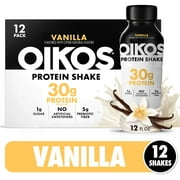 Oikos Protein Shake, Shelf Stable, Vanilla, 30g Protein, 12 fl oz, 12 Count​ Bottles