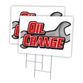 thumbnail image 1 of OIL CHANGE 2 Pack Of 18" x 24" Yard Sign & Stake | Advertise Your Business | Stake Included Image On Both Sides | Made in The USA, 1 of 3