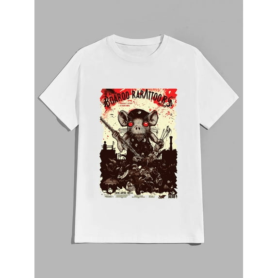 OIMCCIV Street Style Rat Printing T-Shirt Leisure Crew Neck Pullover Graphic Tee with Short Sleeves T-Shirt Unisex