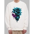 thumbnail image 1 of OIMCCIV Unisex Casual Blue Rose Graffiti Printing Crew Neck Pullover Graphic Hoodies, 1 of 6