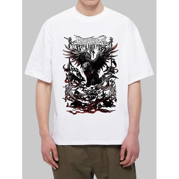 OIMCCIV Unisex Casual Loose T-shirt Black Graffiti Printing Crew Neck Short Sleeve T-Shirt