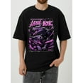 thumbnail image 1 of OIMCCIV Unisex Casual Loose T-shirt Wolf Pattern Purple Graffiti Printing Crew Neck Short Sleeve T-Shirt, 1 of 7