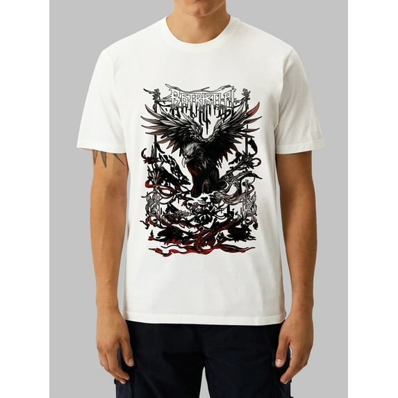 OIMCCIV Unisex Casual T-shirt Black Graffiti Printing Crew Neck Graphic Tee with Short Sleeves T-Shirt