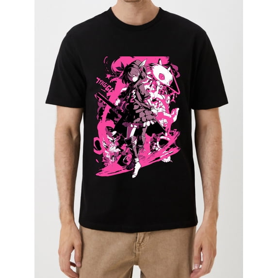 OIMCCIV Unisex Casual T-shirt Cartoon Pattern Crew Neck Graphic Tee with Short Sleeves