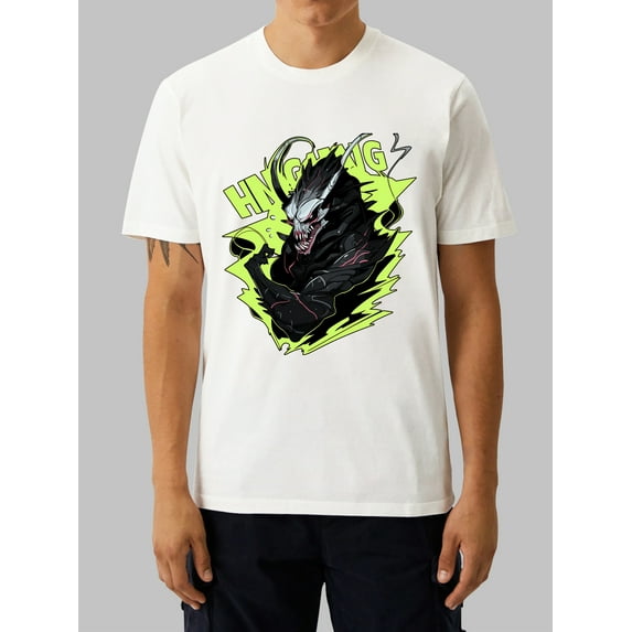 OIMCCIV Unisex Casual T-shirt Monster Element Printing Crew Neck Graphic Tee with Short Sleeves T-Shirt
