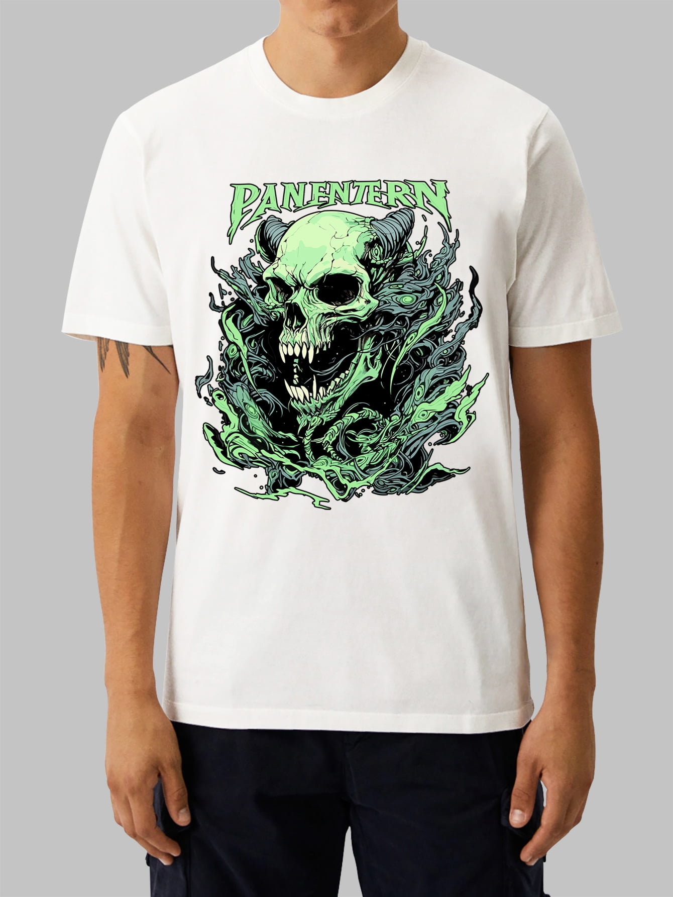 OIMCCIV Unisex Casual T-shirt Monster Skull Printing Crew Neck Graphic ...