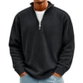 thumbnail image 1 of OIOLOYJM 1/4 Zip Pullover Men Corduroy Long Sleeve Henley Shirt Casual Stand Collared Textured Sweatshirt Plus Size Sweater Tops Black 4XL, 1 of 6