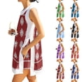 thumbnail image 1 of OIOLOYJM 2 Piece Sets for Women Casual Dress Boho Vintage Print Side Split Sleeveless Crew Neck Tank Top and Elastic Waist Shorts Comfy Lounge Vacation Travel Outfits with Pockets Wine L, 1 of 7